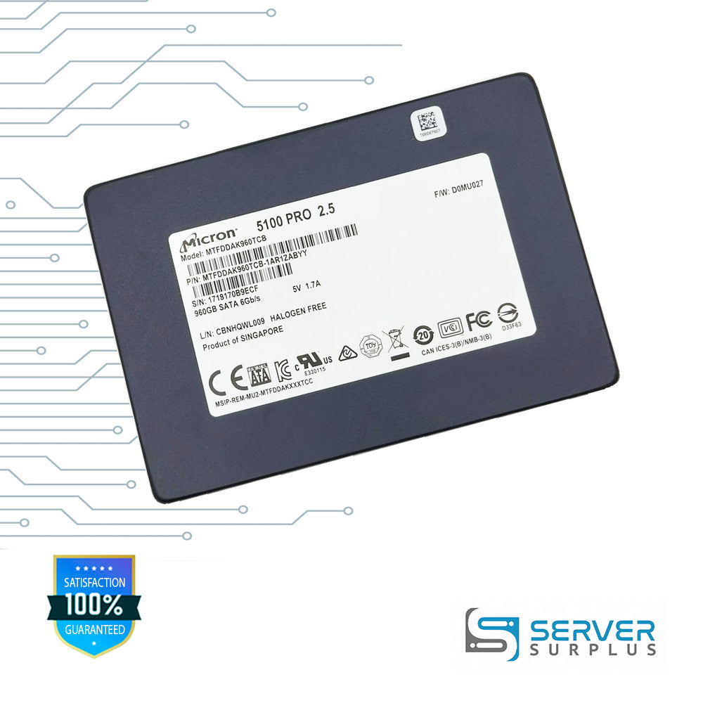 Micron 5100 PRO 960GB SATA 6Gb/s 2.5 in Enterprise SSD | MTFDDAK960TCB-1AR1ZABYY
