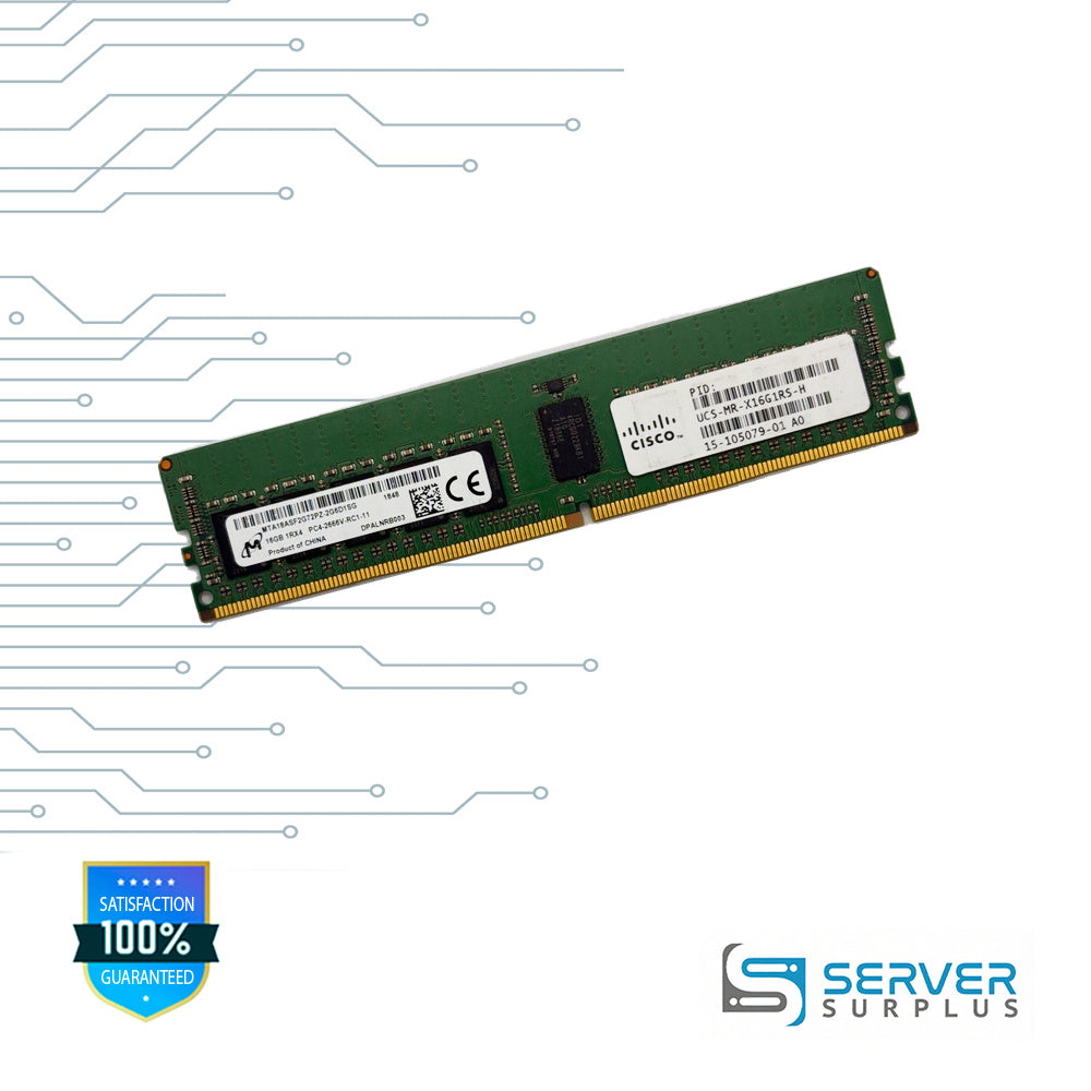 Cisco 16GB DDR4-2666 PC4-21300 2Rx4 ECC Registered 288-Pin RDIMM Server Memory | UCS-MR-X16G1RS-H | MTA18ASF2G72PZ-2G6D1SG