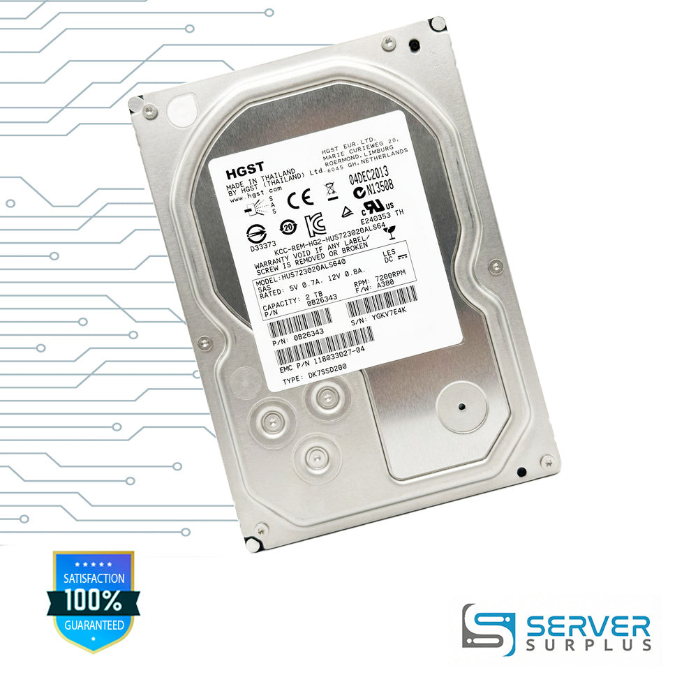 HGST HUS723020ALS640 2TB SAS 7200 RPM 3.5 in Enterprise HDD | 0B26343