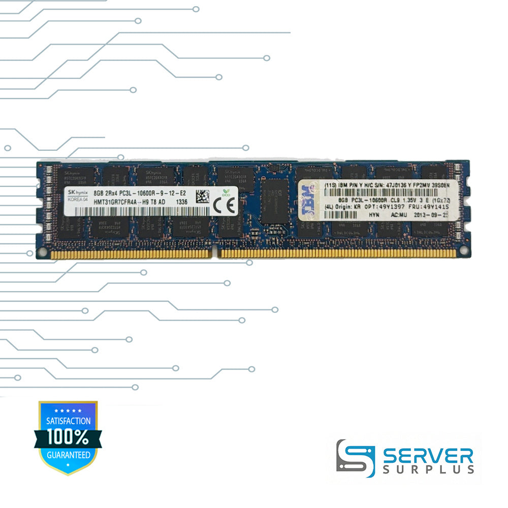 IBM 8GB DDR3L-1333 PC3L-10600 2Rx4 ECC Server Memory | 49Y1415 | HMT31GR7CFR4A-H9 | 47J0136 | 49Y1397