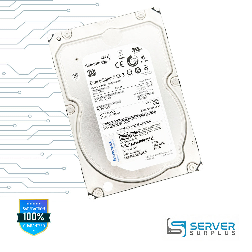 Lenovo Constellation ES.3 2TB SATA 7.2K 3.5 in Enterprise HDD | 03X3795 | ST2000NM0033 | 0A89475 | SL10A28335