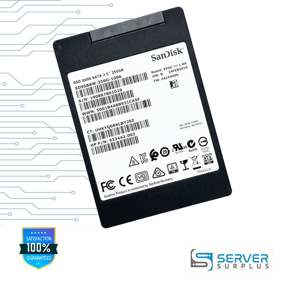 HP X600 256GB SATA 6Gb/s 2.5-Inch Enterprise SSD | 933442-002 | SD9SB8W-256G-1006