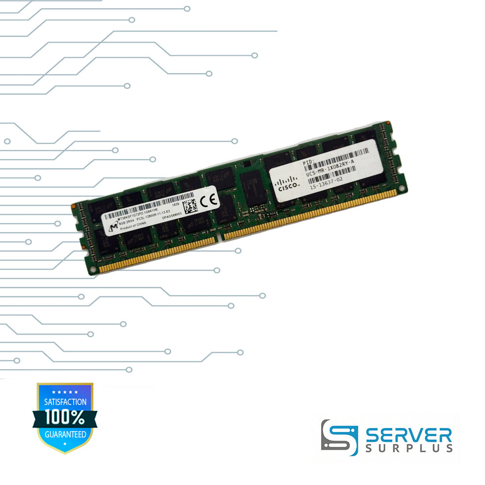 Cisco 8GB DDR3-1600 PC3-12800 2Rx4 ECC Registered 240-Pin RDIMM Server Memory | UCS-MR-1X082RY-A | MT36KSF1G72PZ-1G6K1HE