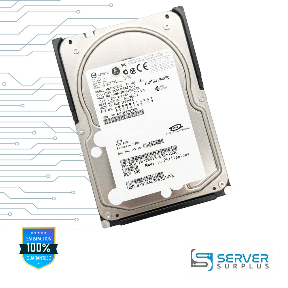 Fujitsu MAT3073NC 73GB SCSI 10K 3.5 in Enterprise HDD | CA06350-B10300DL