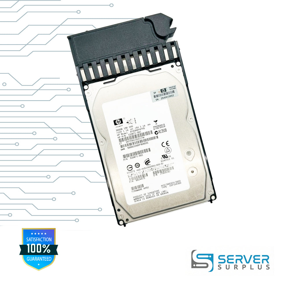 HP HUS156030VLS600 300GB SAS 15K 3.5 in Enterprise HDD | 533871-001 | 0B24475 | EF0300FATFD | 516832-001