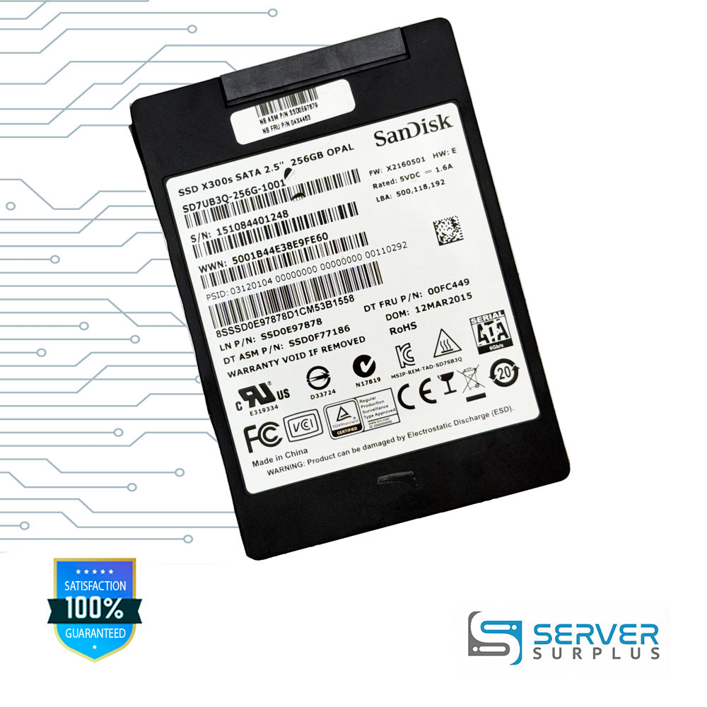 Lenovo X300s 256GB SATA 6Gb/s 2.5 in Enterprise SSD | 04X4463 | SD7UB3Q-256G-1001 | SSD0E97879 | SSD0E97878 | 00FC449 | SSD0F77186