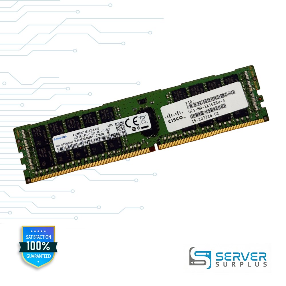 Cisco 16GB DDR4-2133 PC4-17000 2Rx4 ECC Registered 288-Pin RDIMM Server Memory | UCS-MR-1X162RU-A | M393A2G40EB1-CPB0Q | 15-102216-01