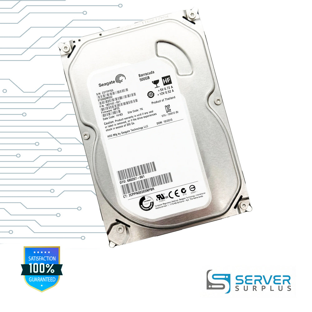 HP Barracuda 500GB SATA 3.5 in Enterprise HDD | 613208-001 | ST500DM002 | 613395-001 | 680207-001 | 1BD142-021