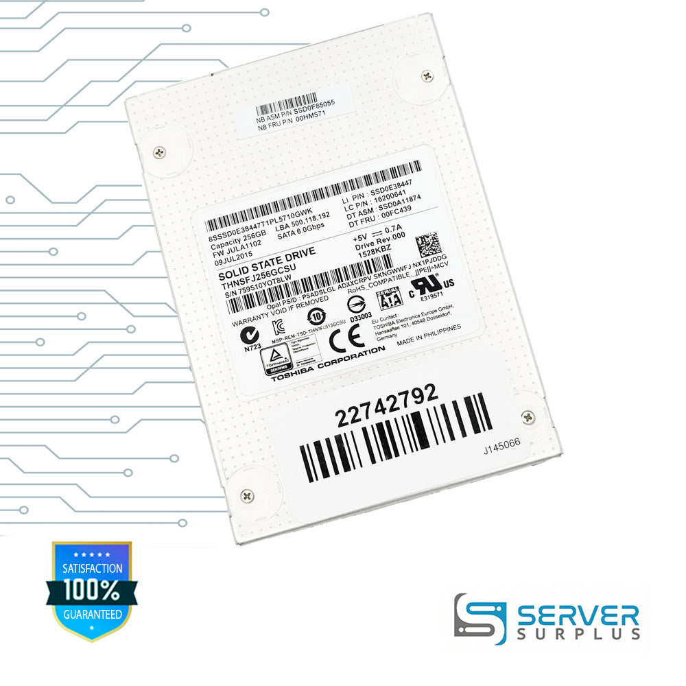 Lenovo 256GB SATA 6Gb/s 2.5 in Enterprise SSD | 00HM571 | THNSFJ256GCSU | SSD0F85055 | SSD0E38447 | 16200641 | SSD0A11874 | 00FC439