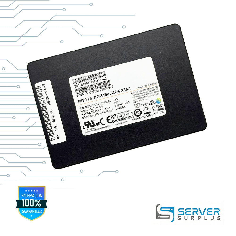 Samsung PM883 960GB SATA 6Gb/s 2.5 in Enterprise SSD | MZ7LH960HAJR-00005 | 108-00815+A1