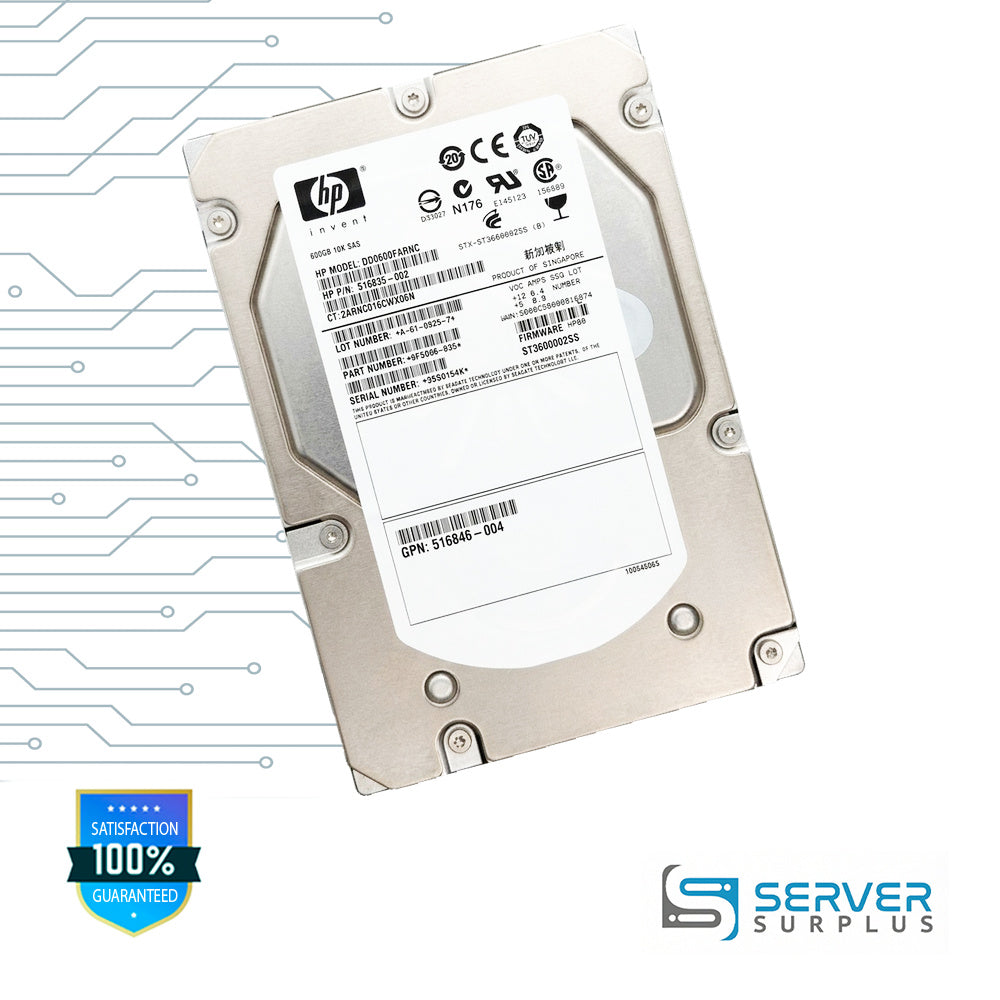 HP DD0600FARNC 600GB SAS 3.5 in Enterprise HDD | 516835-002 | ST3600002SS | 9FS066-035 | 516846-004