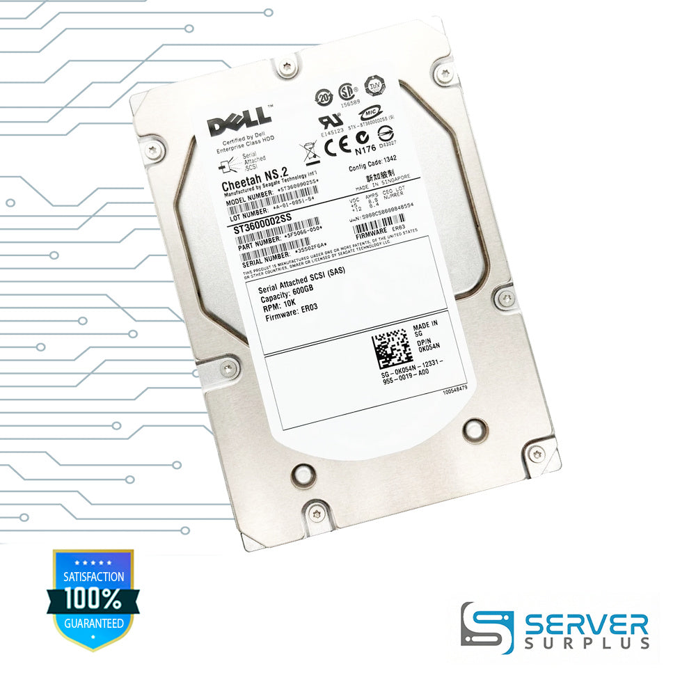Dell Cheetah NS.2 600GB SAS 10K 3.5 in Enterprise HDD | 0K054N | ST3600002SS | K054N