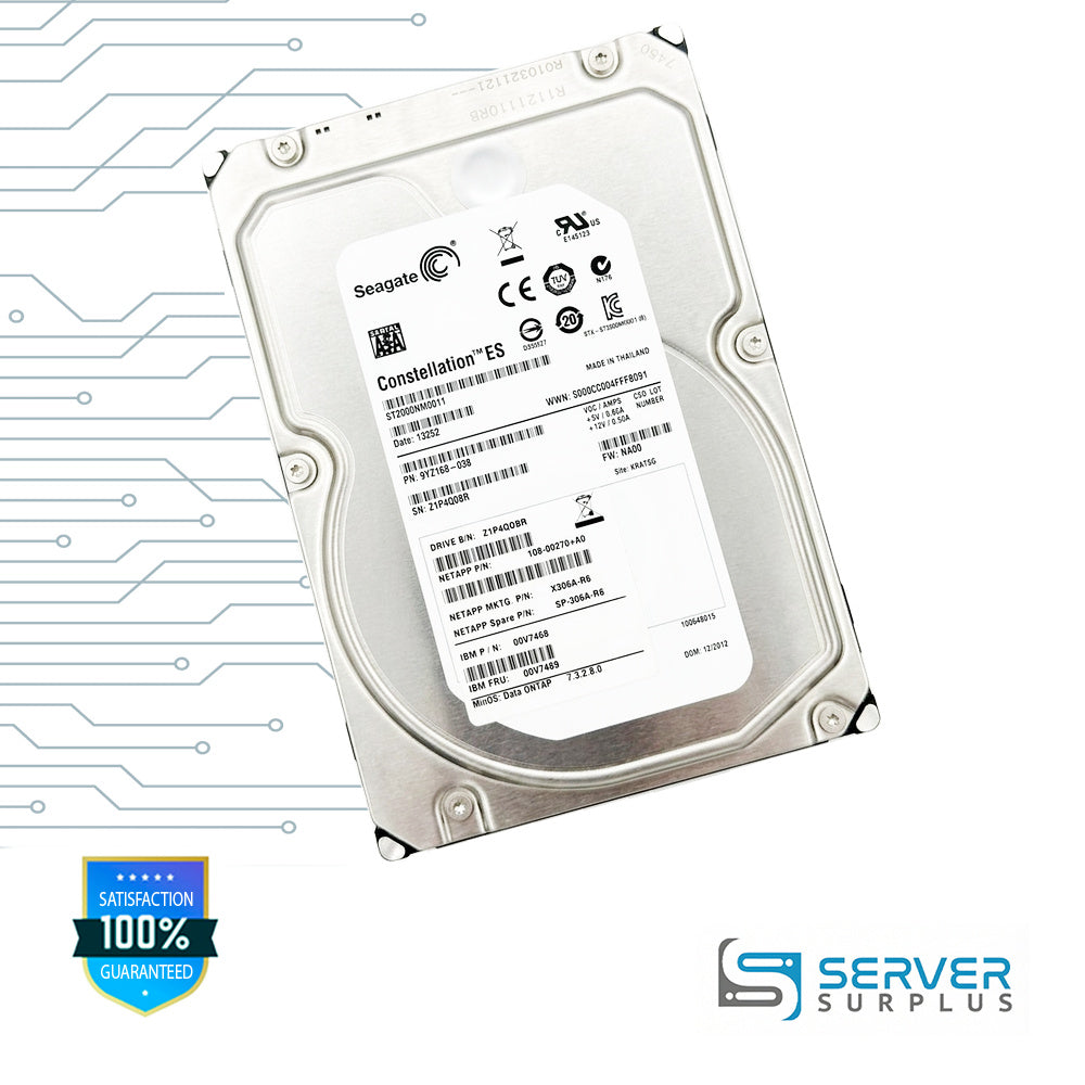 IBM Constellation ES 2TB SAS 3.5 in Enterprise HDD | 00V7469 | ST2000NM0011 | 108-00270+A0 | X306A-R6 | SP-306A-R6 | 00V7468