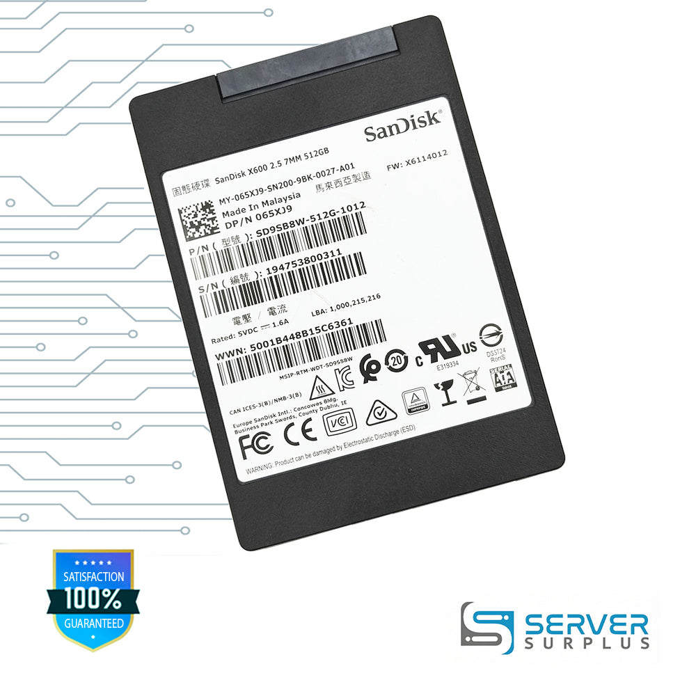 Dell X600 512GB SATA 2.5 in Enterprise SSD | 065XJ9 | SD9SB8W-512G-1012 | 65XJ9