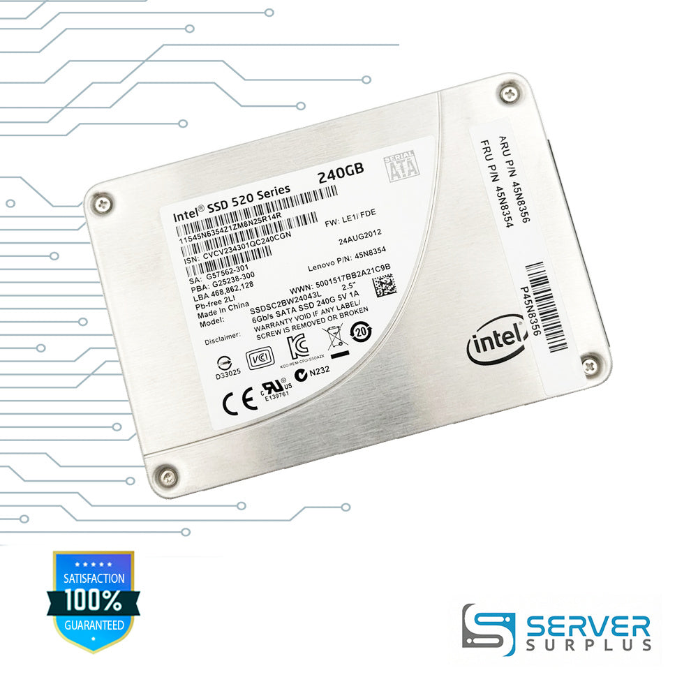 Lenovo SSD 520 Series 240GB SATA 6Gb/s 2.5 in Enterprise SSD | 45N8357 | SSDSC2BW240A3L | 45N8356 | 45N8354 | P45N8356