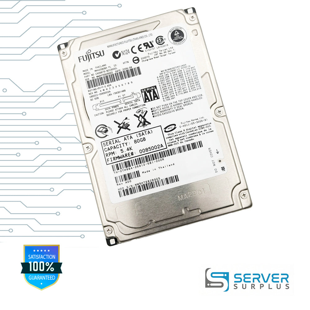 Fujitsu MHV2080BH 80GB SATA 5.4K 2.5 in Enterprise HDD | CA06672-B23300DL