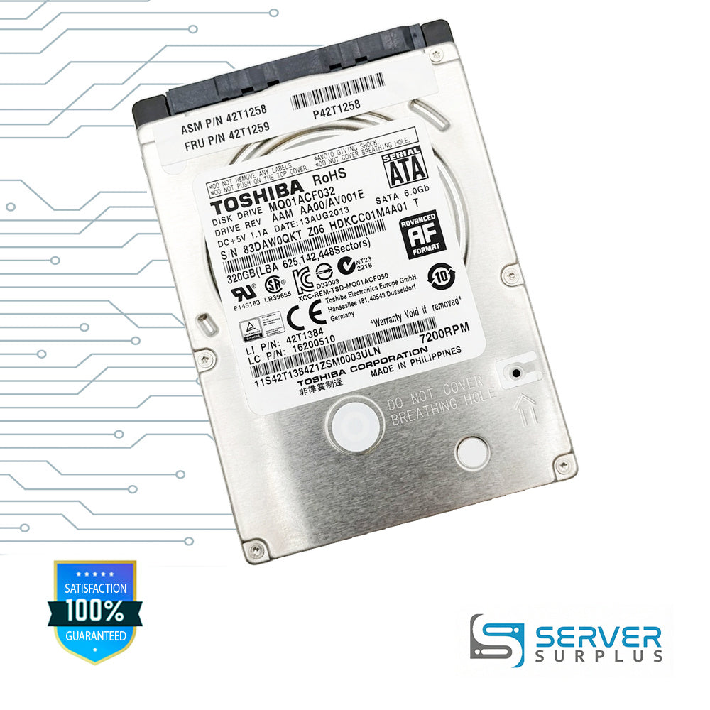 Lenovo 320GB SATA 6Gb/s 2.5 in Enterprise HDD | 42T1259 | MQ01ACF032 | 42T1258 | P42T1258 | 42T1384 | 16200510
