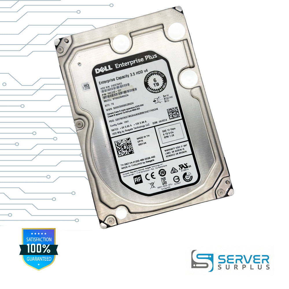 Dell 6TB SAS 12Gb/s 3.5-Inch Enterprise HDD | 08D1V4 | ST6000NM0034