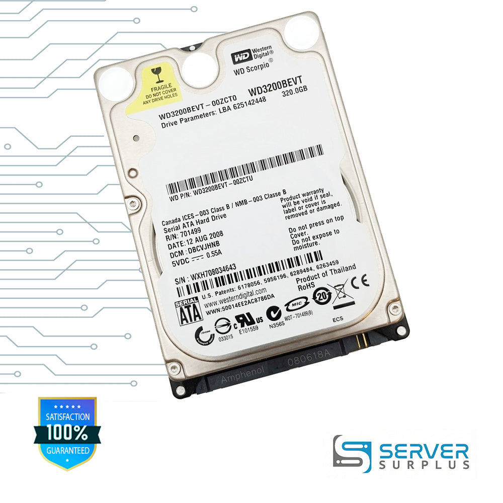 WD Scorpio 320GB SATA 2.5 in Enterprise HDD | WD3200BEVT-00ZCT0