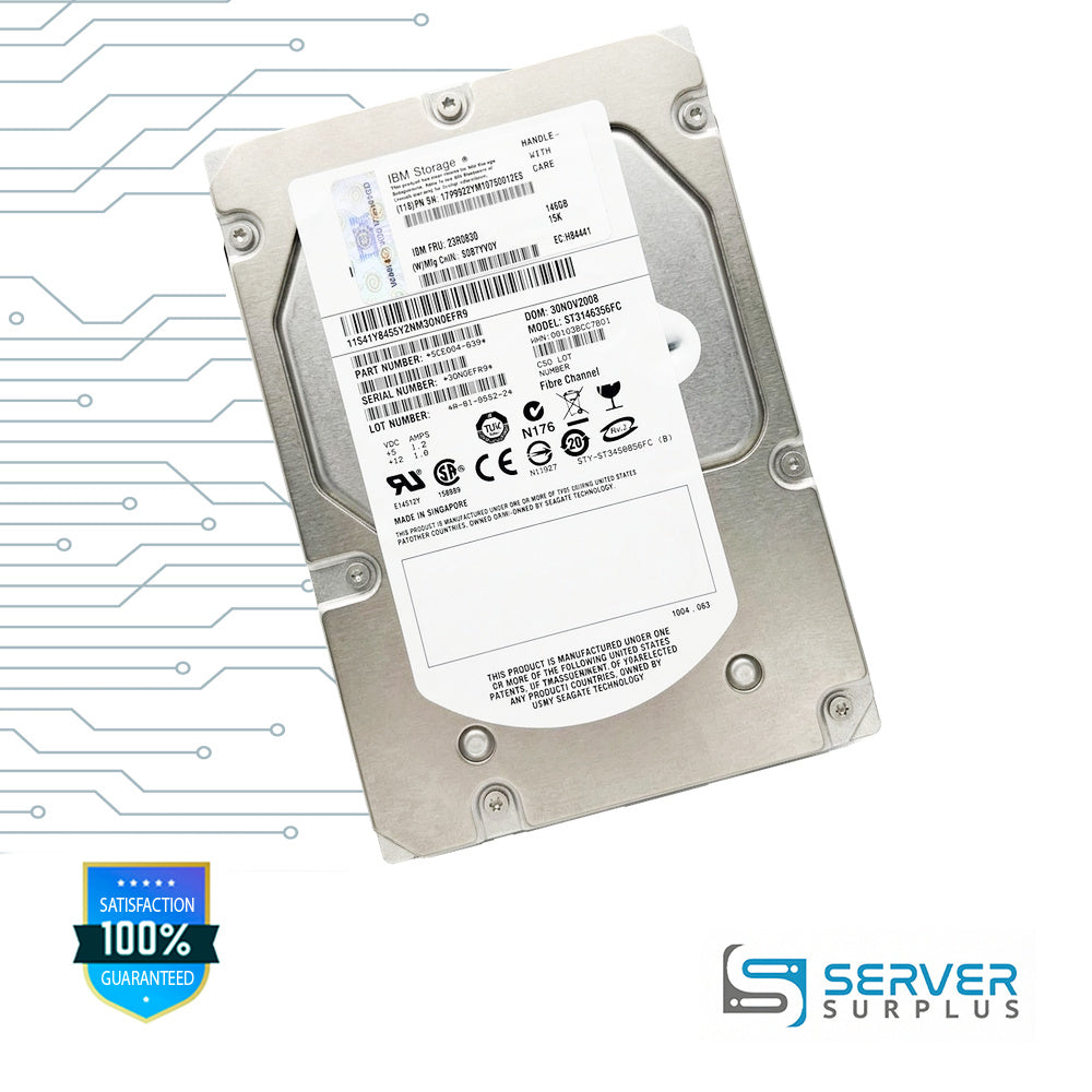 IBM 146GB Fibre Channel 15K 3.5 in Enterprise HDD | 23R0830 | ST3146356FC