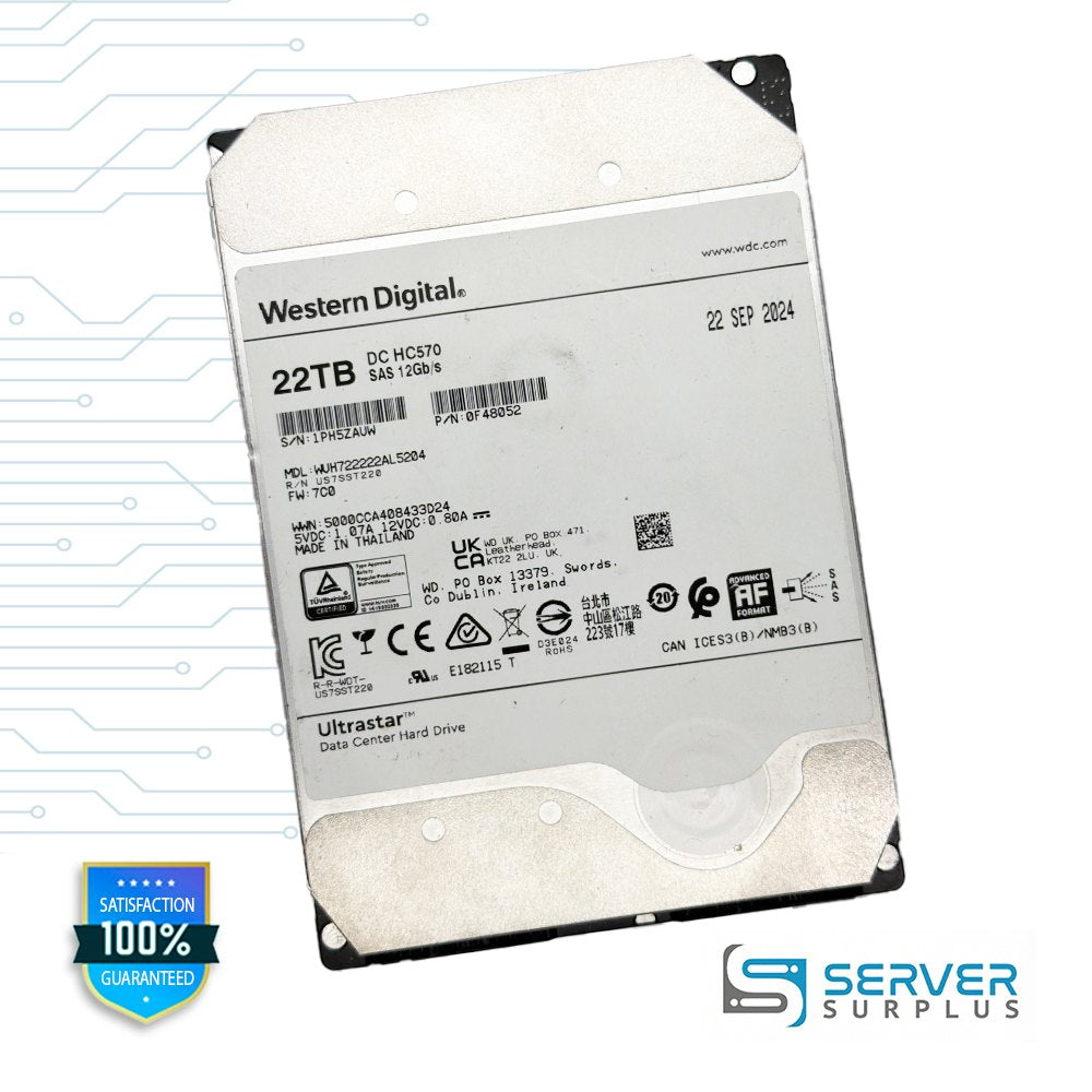 WD DC HC570 22TB SAS 12Gb/s 3.5 in Enterprise HDD | 0F48052