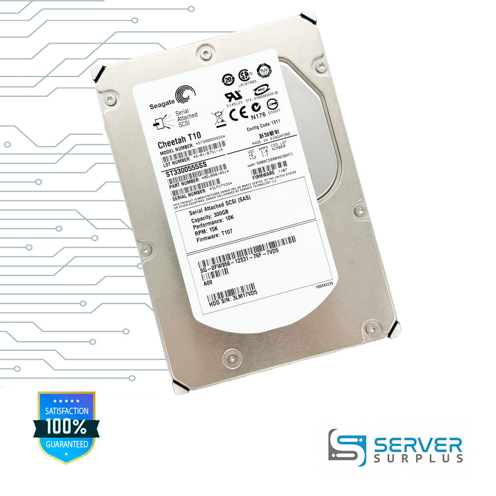 Dell Cheetah T10 300GB SAS 10K 3.5 in Enterprise HDD | 0FW956 | ST3300555SS | FW956