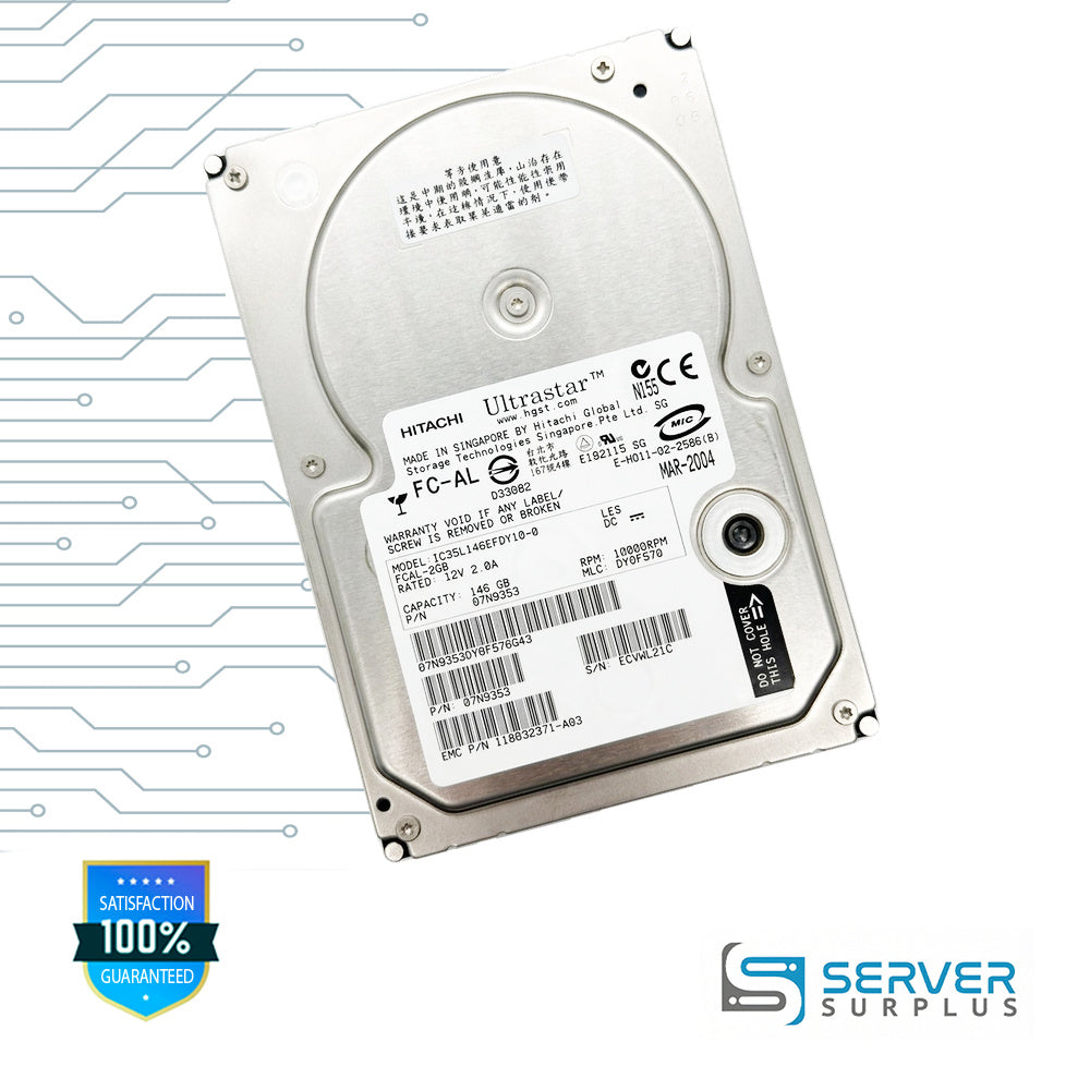 Hitachi Ultrastar 146GB FC-AL 10000 RPM 3.5 in Enterprise HDD | 07N9353