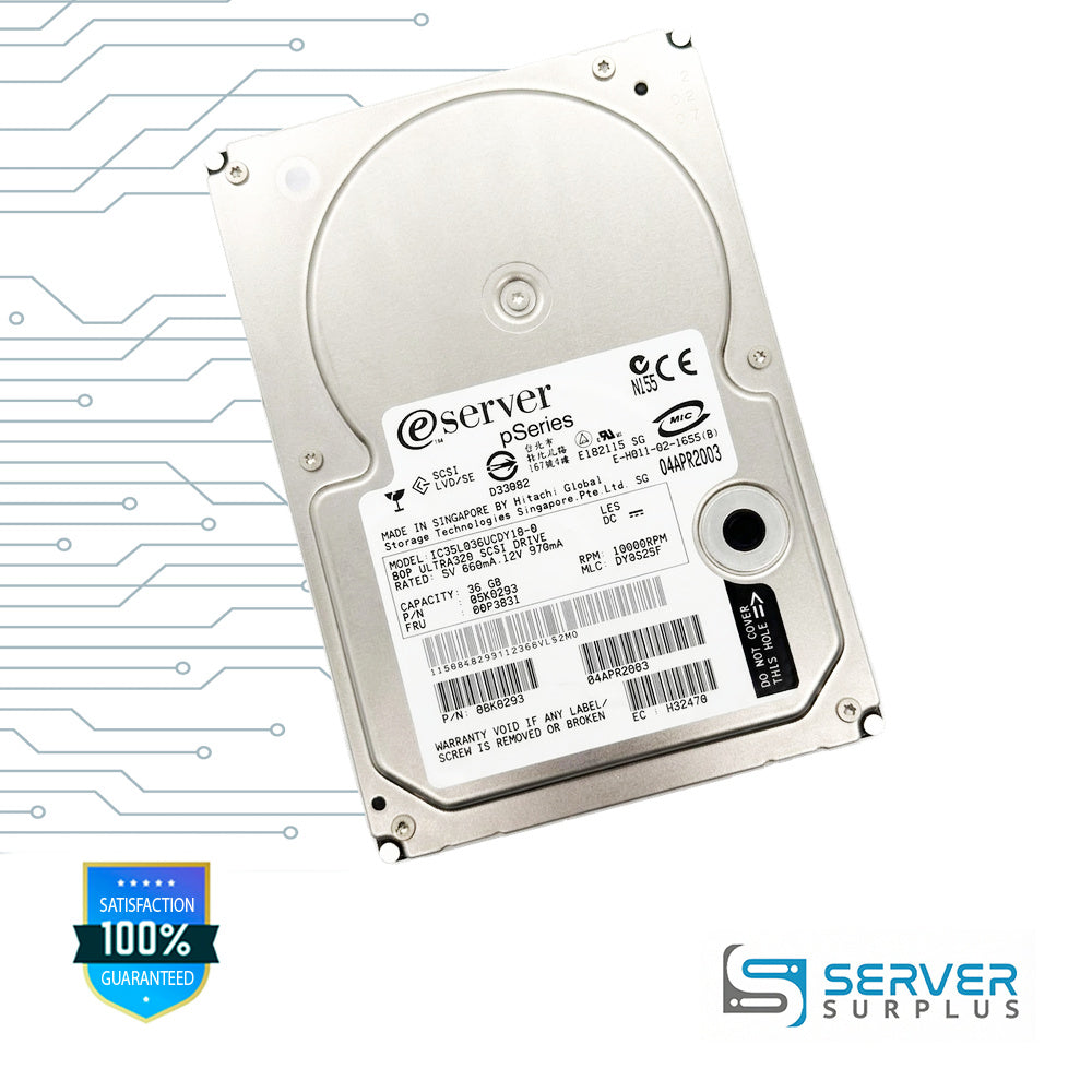 IBM 36GB SCSI 10000RPM 3.5 in Enterprise HDD | 00P3831 | IC35L036UCDY10-0 | 08K0293