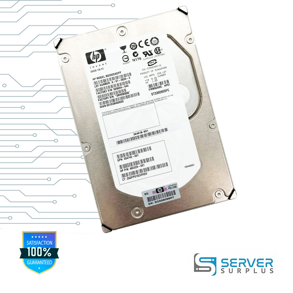 HP 300GB FC 10K RPM 3.5 in Enterprise HDD | 465329-001 | ST3300955FC | BD300DADFP | 404742-001 | 364618-001 | 9EB004-044