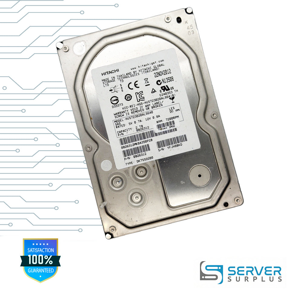 Hitachi HUS723020ALS640 2TB SAS 7200 RPM 3.5 in Enterprise HDD | 0B26312