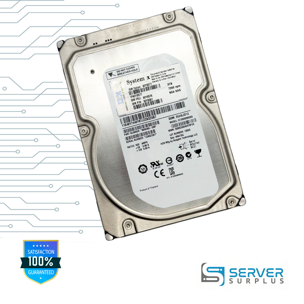 IBM 3TB SAS 7200 RPM 3.5 in Enterprise HDD | 90Y8578 | ST33000650SS | 90Y8577 | 90Y8581