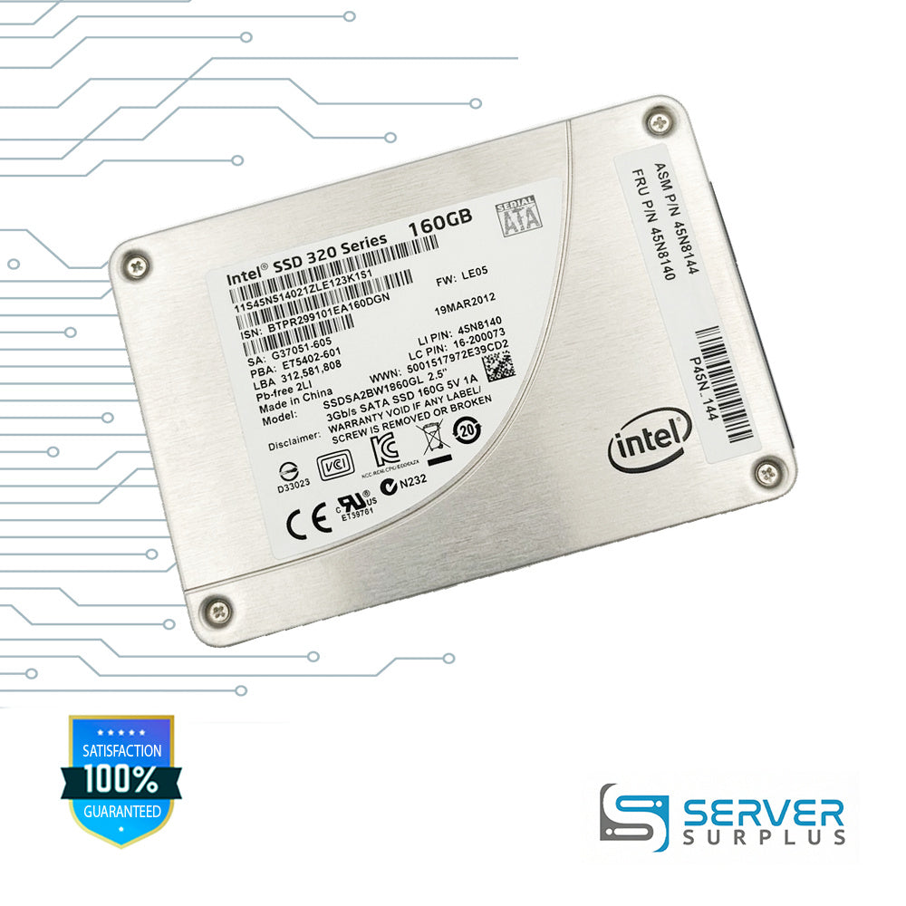 Lenovo SSD 320 Series 160GB SATA 3Gb/s 2.5 in Enterprise SSD | 45N8145 | SSDSA2BW160G3L | 45N8144 | P45N8144 | 45N8140 | 16-200073