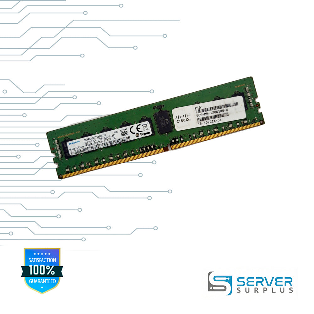 Cisco 8GB DDR4-2133 PC4-17000 1Rx4 ECC Registered 288-Pin RDIMM Server Memory | 15-102214-01 | UCS-MR-1X081RU-A | M393A1G40DB0-CPB2Q | M393A1G40DB0-CPB