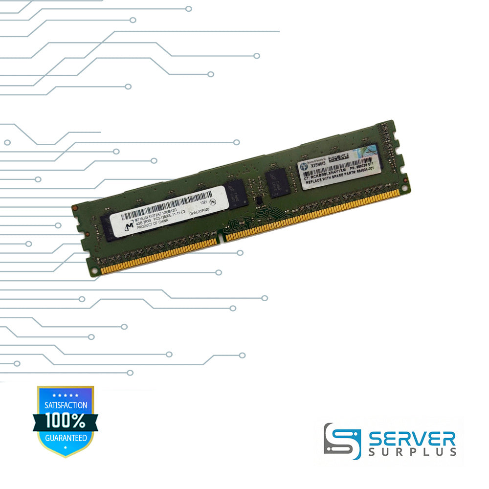 HP 4GB DDR3-1600 PC3-12800 2Rx8 ECC Unbuffered 240-Pin UDIMM Server Memory | 689238-071 | MT18JSF51272AZ-1G6M1ZG