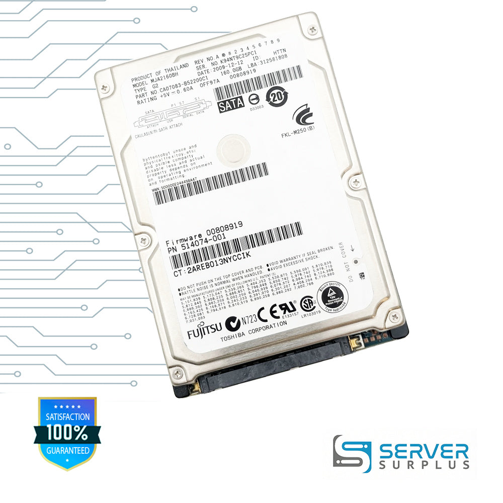 HP MJA2160BH 160GB SATA 2.5 in Enterprise HDD | 514074-001 | CA07083-B52200C1 | 580018-002