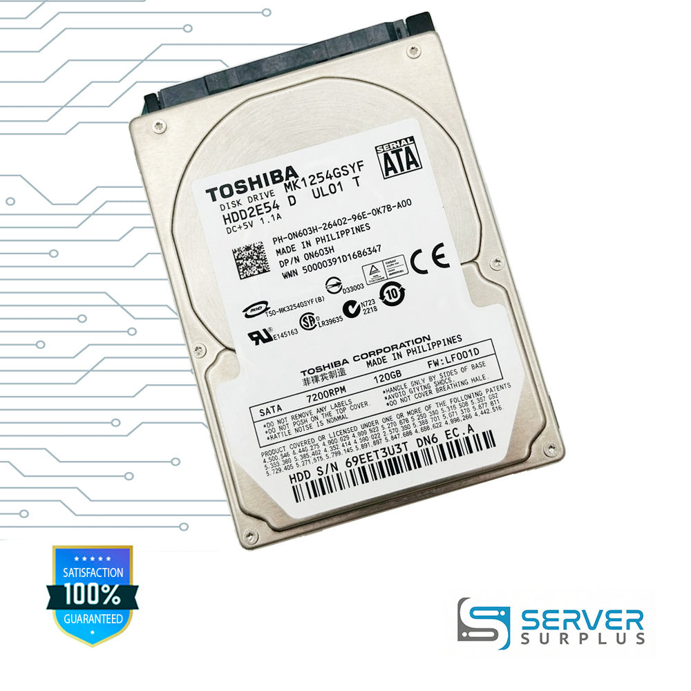 Dell HDD2E54 120GB SATA 7.2K 2.5 in Enterprise HDD | 0N603H | MK1254GSYF | N603H
