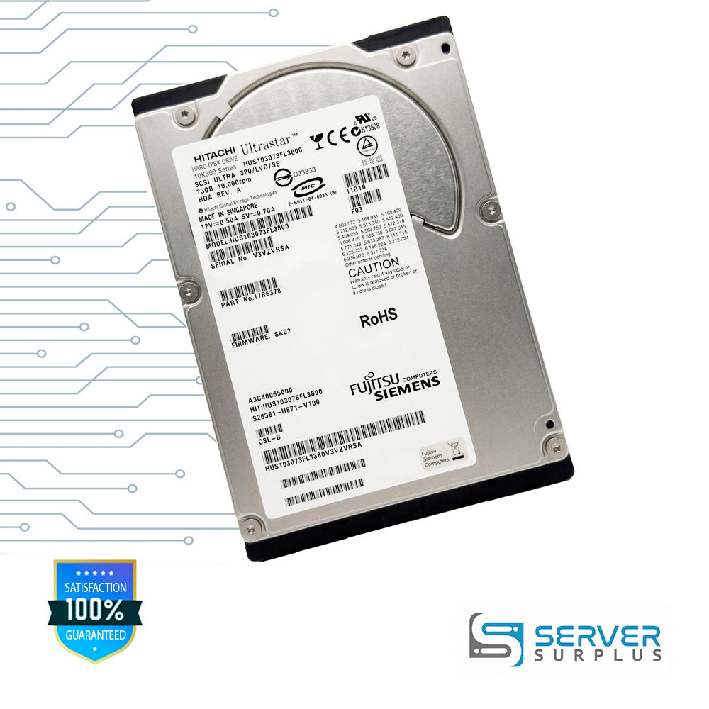 Hitachi Ultrastar 10K300 73GB SCSI ULTRA 320 10000 RPM 3.5 in Enterprise HDD | 17R6378