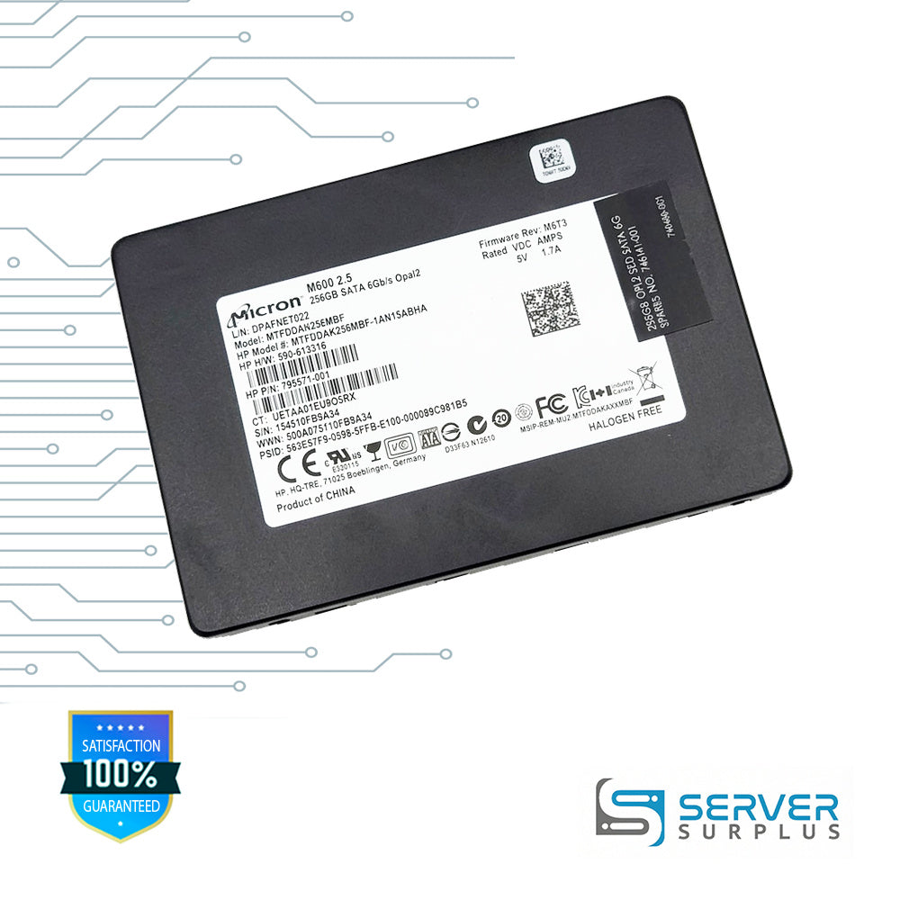 HP M600 256GB SATA 6Gb/s 2.5 in Enterprise SSD | 795571-001 | MTFDDAK256MBF | 746141-001 | MTFDDAK256MBF-1AN15ABHA