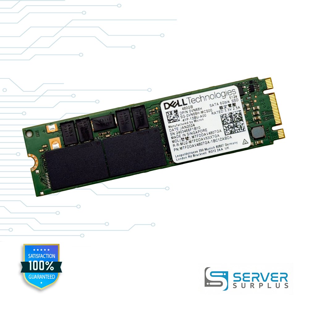 Dell 480GB SATA 6Gb/s 512e M.2 Enterprise SSD | 0VN68H | MTFDDAV480TGA-1BC1ZABDA | VN68H | MTFDDAV480TGA