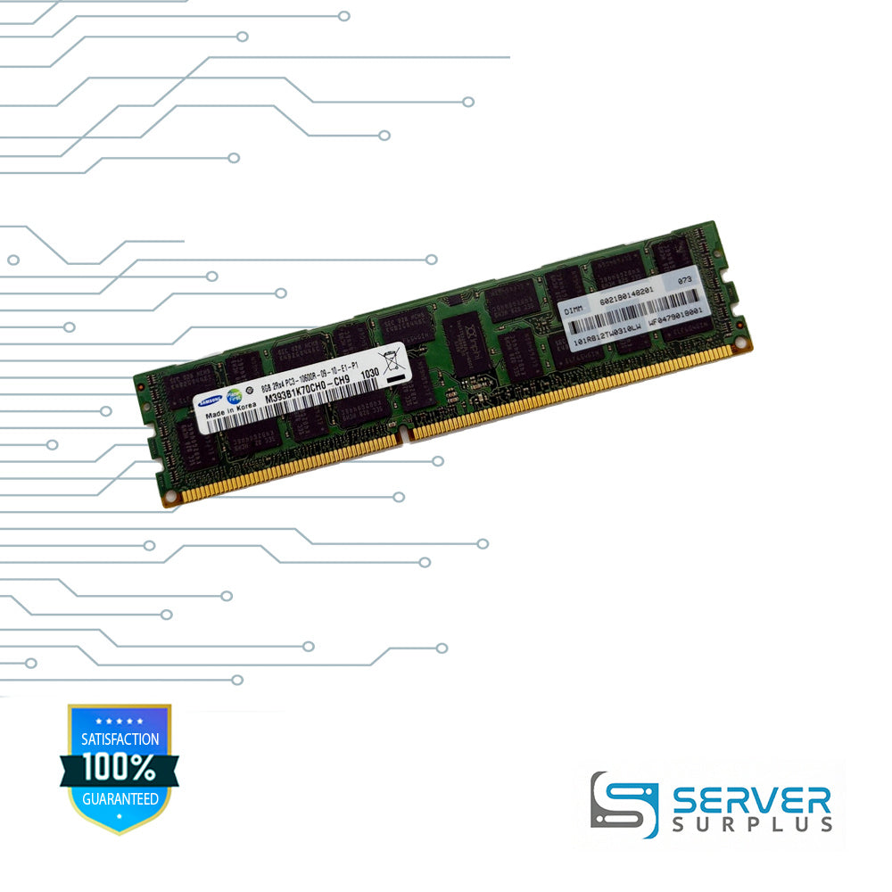 Samsung 8GB DDR3-1333 PC3-10600 2Rx4 ECC Registered 240-Pin RDIMM Server Memory | M393B1K70CH0-CH9