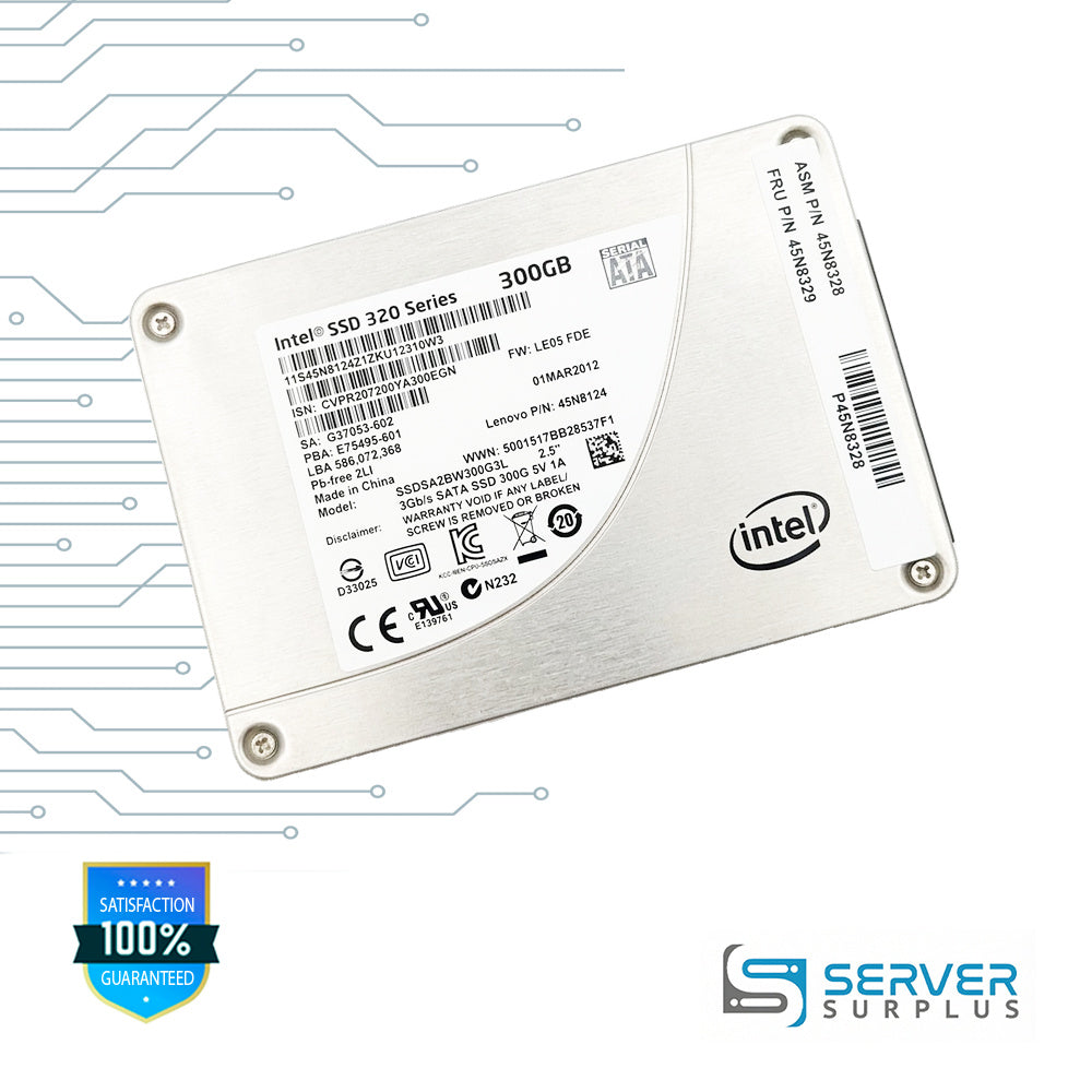 Lenovo SSD 320 Series 300GB SATA 3Gb/s 2.5 in Enterprise SSD | 45N8329 | SSDSA2BW300G3L | 45N8328 | 45N8124