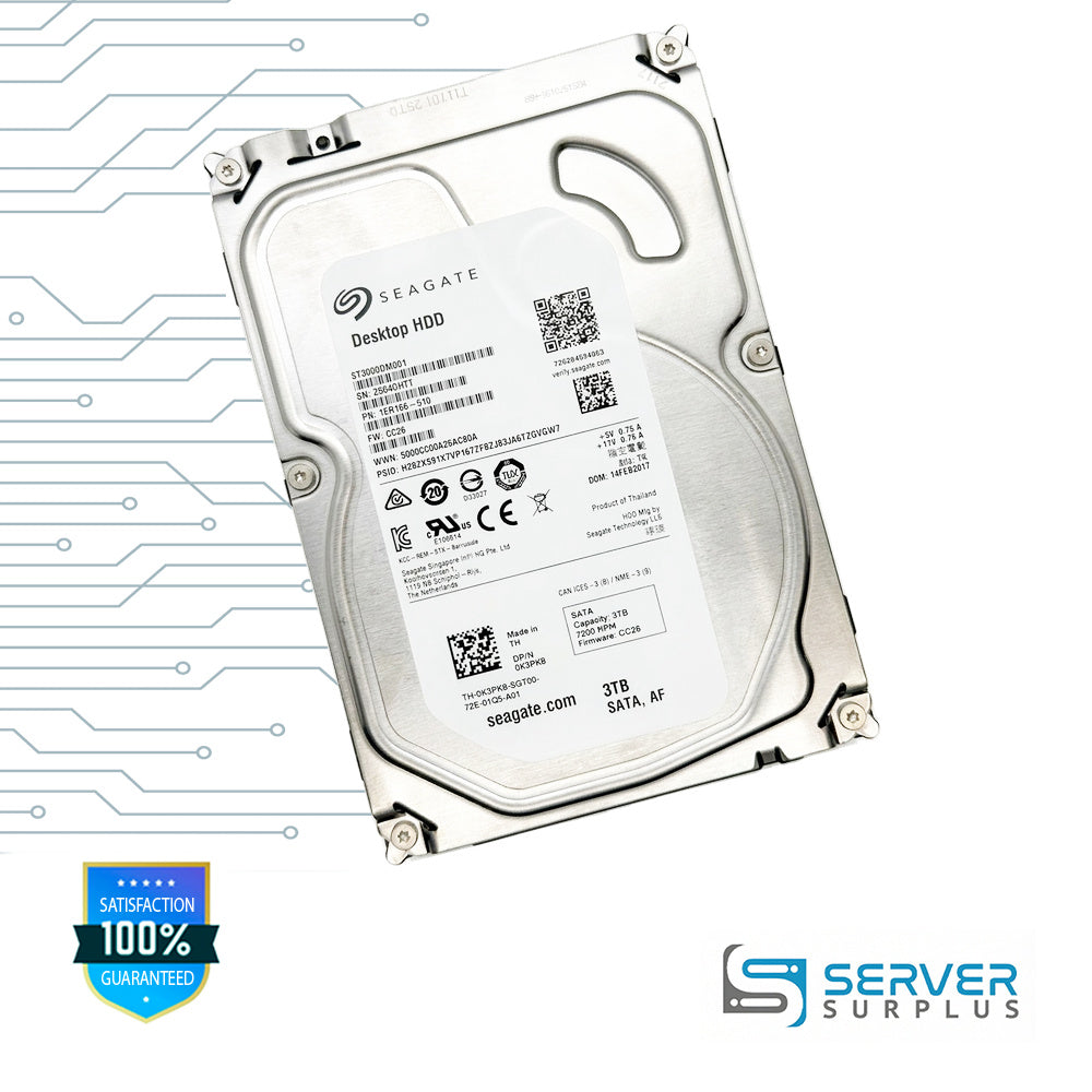 Dell Desktop HDD 3TB SATA 7.2K 3.5 in Enterprise HDD | 0K3PK8 | ST3000DM001 | K3PK8