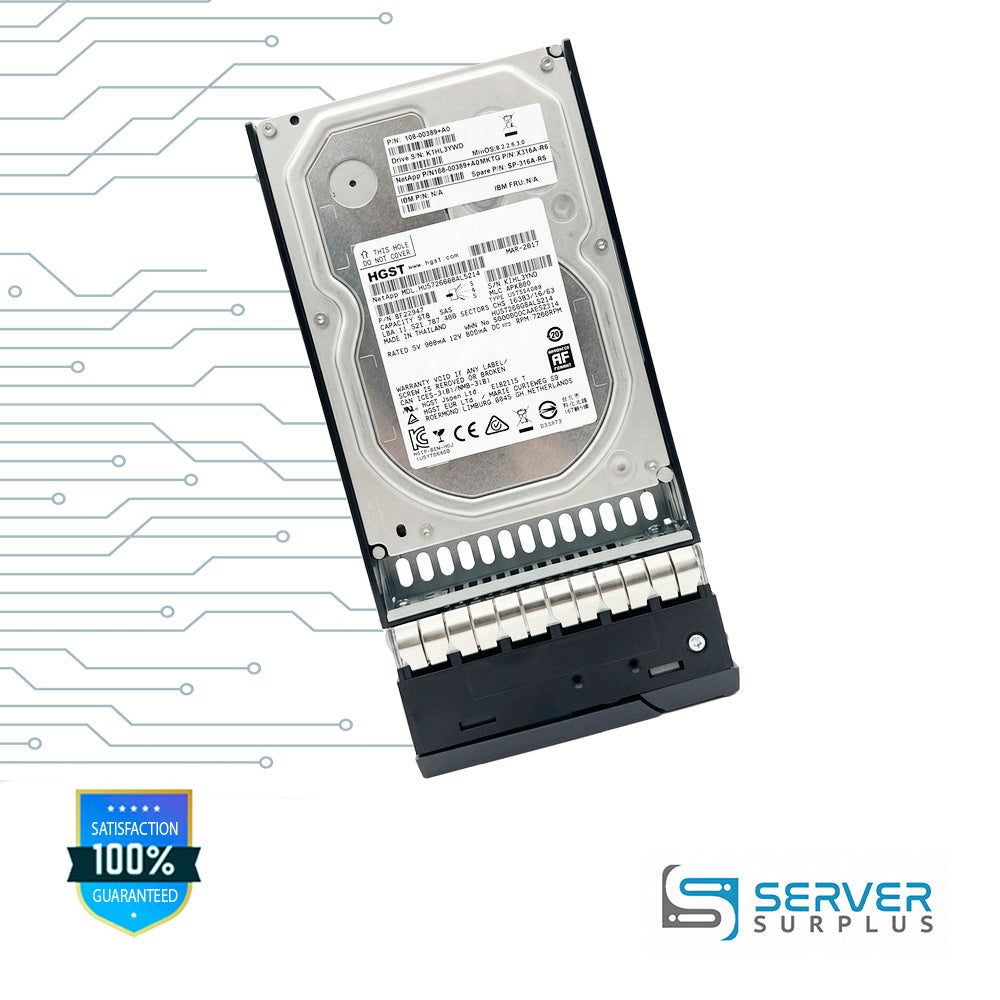 NetApp HUS726060AL5214 6TB SAS 7200 RPM 512e 3.5 in Enterprise HDD | 108-00389+A0 | 0F22947 | SP-316A-R6