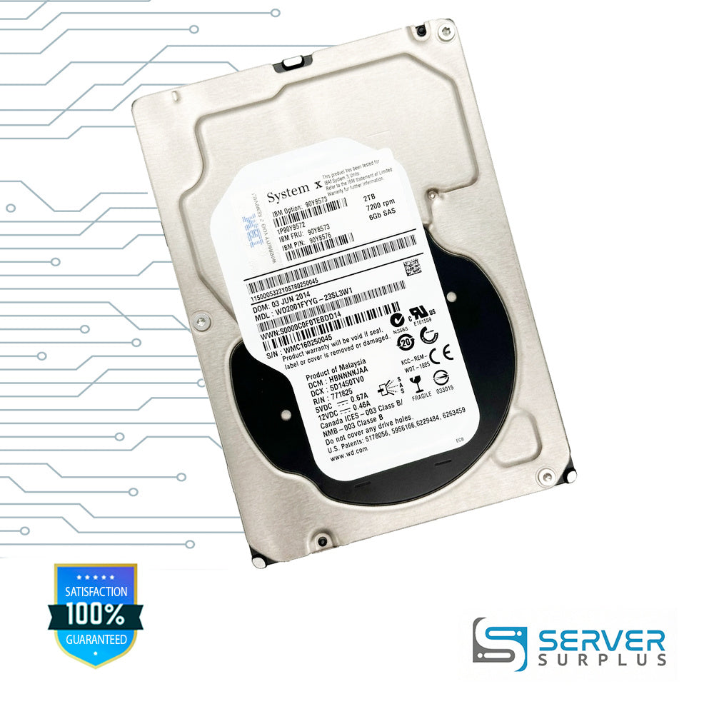 IBM 2TB SAS 7200 RPM 3.5 in Enterprise HDD | 90Y8573 | WD2001FYYG | 90Y8572 | 90Y8576