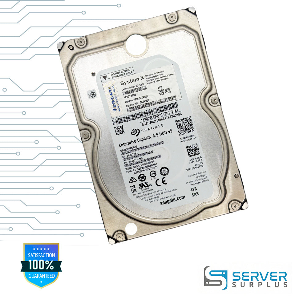 Lenovo 4TB SAS 7.2K 3.5 in Enterprise HDD | 00YK006 | ST4000NM0025 | 00YK005 | 00YK009