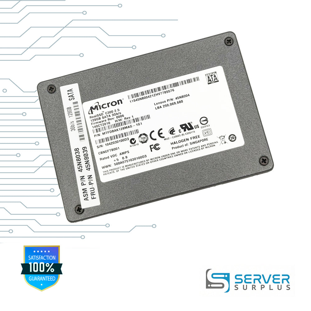 Lenovo RealSSD C300 2.5 128GB SATA 3Gb/s 2.5 in Enterprise SSD | 45N8039 | MTFDBAK128MAG-1G1 | 45N8038 | 45N8004