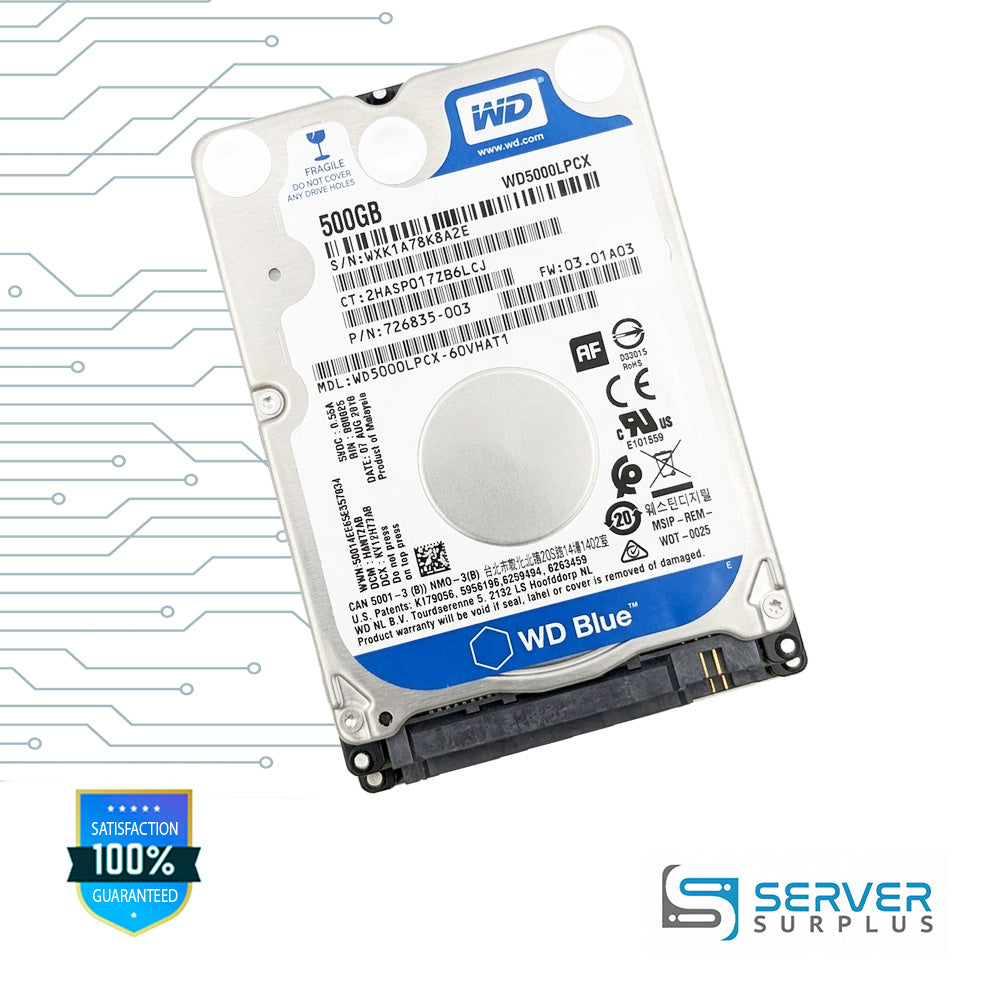 HP Blue 500GB SATA 2.5 in Enterprise HDD | 726835-003 | WD5000LPCX
