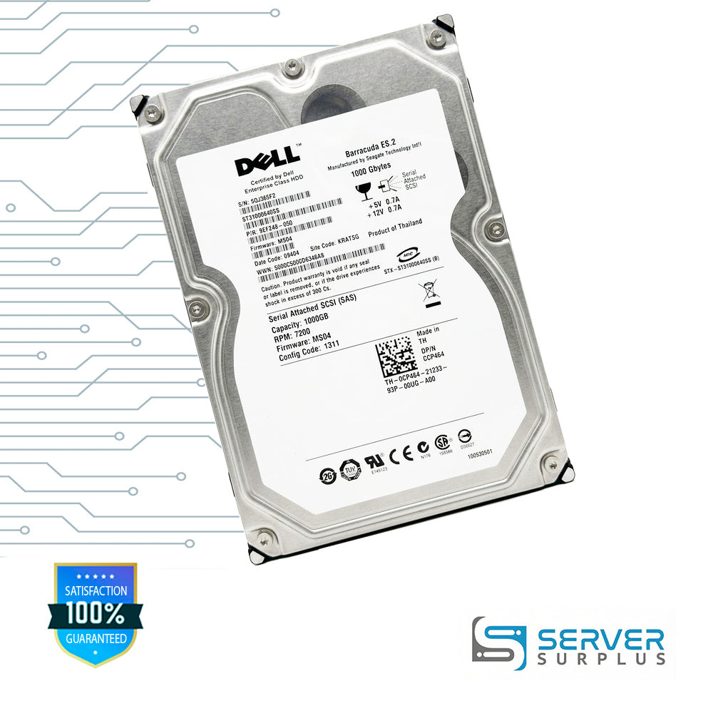 Seagate Barracuda ES.2 1TB SAS 7200 RPM 3.5 in Enterprise HDD | ST31000640SS