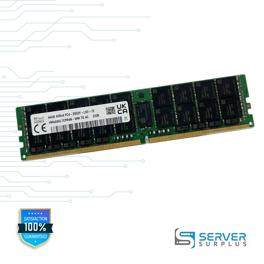 SK hynix 64GB DDR4-2933 PC4-23400 4DRx4 ECC Load-Reduced 288-Pin LRDIMM Server Memory | HMAA8GL7CPR4N-WM