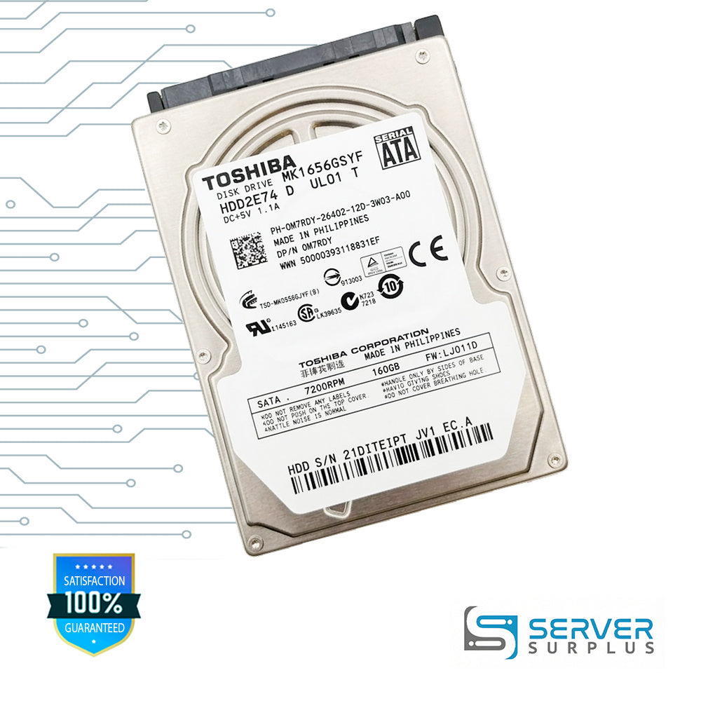 Dell 160GB SATA 7.2K 2.5 in Enterprise HDD | 0M7RDY | MK1656GSYF | M7RDY